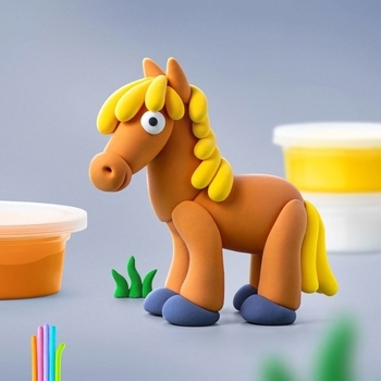 Набір самозатвердіваючого пластиліну Ліпака Порося, Конячка, Кролик (60023-UA01) - Pampik - 4