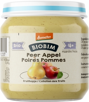 Пюре фруктове Biobim Яблуко і груша, 125 г - Pampik