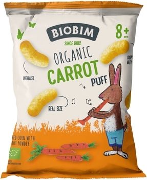Снеки органічні Biobim Пафи кукурудзяні з морквою, 20 г - Pampik