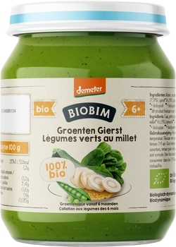 Пюре овочево-злакове Biobim Овочі з пшоном, 190 г - Pampik