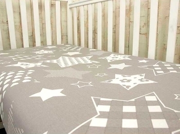 Простыня на резинке Руно Звезды, бязь, 120х60 см, серый (918.114_Grey star) - Pampik - 2