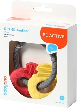 Іграшка-прорізувач для зубів BabyOno, ортодонтичний, жовтий з червоним (486) - Pampik - 3