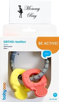 Іграшка-прорізувач для зубів BabyOno, ортодонтичний, жовтий з червоним (486) - Pampik