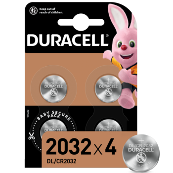 Спеціалізована літієва батарейка типу таблетка Duracell 2032 3V (DL2032/CR2032), 4 шт. (5000394071780) - Pampik