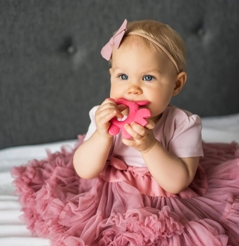 Іграшка-прорізувач для зубів BabyОno Краб, силіконовий, рожевий (936) - Pampik - 2