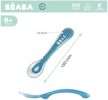 Силіконова ергономічна ложка Beaba Babycook, синій (913381) - Pampik - 3