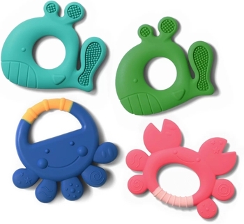 Іграшка-прорізувач для зубів BabyОno Кит, силіконовий, блакитний (935/01) - Pampik - 4