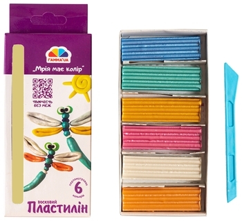 Набор воскового пластилина Гамма.ua Творчество, перламутровые, 6 цветов (400303) - Pampik - 3