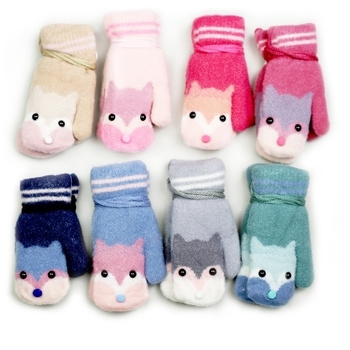 Рукавички Ru Bi Котик, на шнурку, акрил, р.M (2-3 роки), бірюзовий (А-606) - Pampik - 2