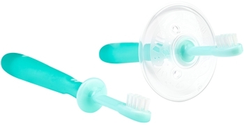Набор зубных щеток Pigeon Training Toothbrush Set Step 3, 12-18 мес., 2 шт., бирюзовый - Pampik - 4