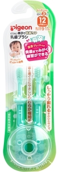Набор зубных щеток Pigeon Training Toothbrush Set Step 3, 12-18 мес., 2 шт., бирюзовый - Pampik