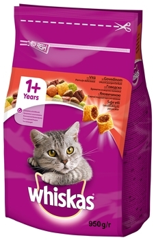 Сухий корм для дорослих котів Whiskas з яловичиною, 950 г - Pampik