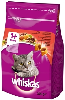 Сухий корм для дорослих котів Whiskas з яловичиною, 300 г - Pampik