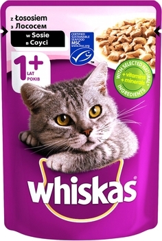 Вологий корм для котів Whiskas з лососем, у соусі, 100 г - Pampik