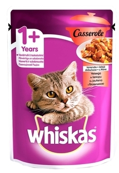 Вологий корм Whiskas Casserole для котів, з яловичиною в желе, 85 г - Pampik