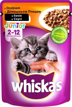 Вологий корм для кошенят Whiskas з домашнім птахом, у соусі, 100 г - Pampik