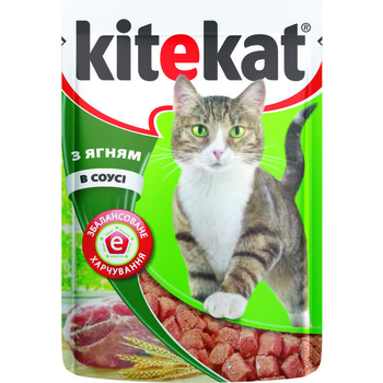 Вологий корм для дорослих котів Kitekat Ягня в соусі, 100 г - Pampik