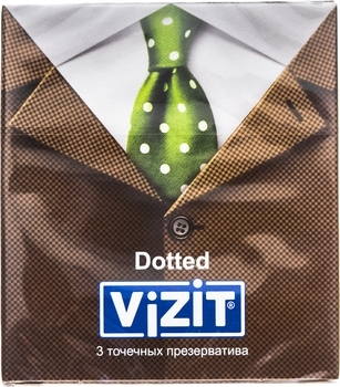 Презервативи латексні Vizit Dotted, точкові, 3 шт. - Pampik