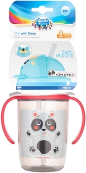 Поїльник із силіконовою трубочкою Canpol babies, 400 мл, бежевий (56/500_bei) - Pampik - 3