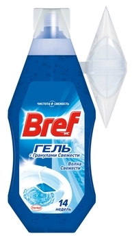 Очищувальний гель для унітаза Bref Хвиля свіжості, з кошиком, 360 мл - Pampik