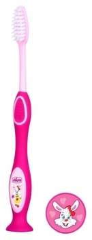 Дитяча зубна щітка для молочних зубів Chicco Зайчик, 3-6 років, рожевий - Pampik