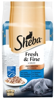 Упаковка корму для кішок Sheba Fresh & Fine, рибний мікс, 6х50 г - Pampik
