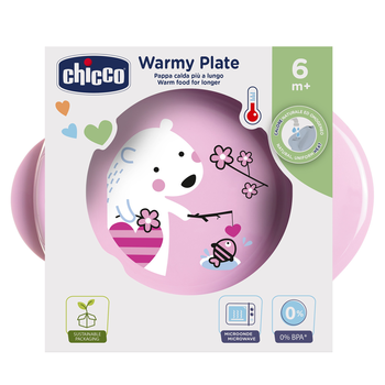 Термостійка тарілка Chicco Warmy Plate, рожевий (16000.10) - Pampik