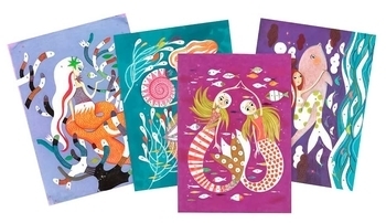 Набор для рисования блестками Djeco Блестящие русалки (DJ09507) - Pampik - 2