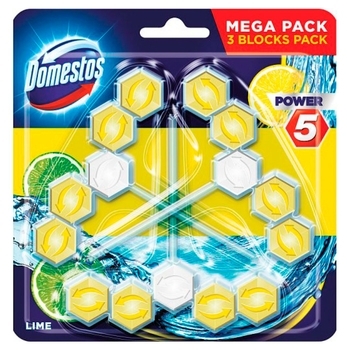 Туалетный блок для унитаза Domestos Power 5 Свежесть лайма, 55 г - Pampik