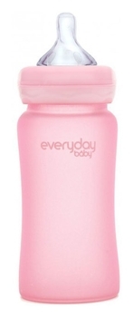 Скляна пляшка для годування Everyday Baby із силіконовим захистом, 240 мл, м'ятний (10227) - Pampik - 2