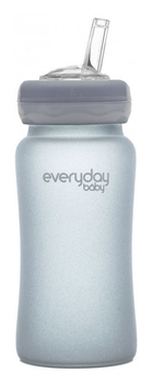 Скляна пляшка Everyday Baby з трубочкою для пиття і силіконовим захистом, 240 мл, світло-сірий (10387) - Pampik - 3