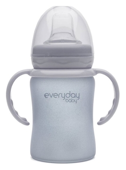 Скляний дитячий поїльник Everyday Baby з силіконовим захистом, 150 мл, світло-сірий (10311) - Pampik