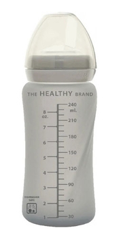 Скляна пляшка Everyday Baby з трубочкою для пиття і силіконовим захистом, 240 мл, світло-сірий (10387) - Pampik - 4