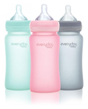 Скляна пляшка для годування Everyday Baby із силіконовим захистом, 240 мл, рожевий (10228) - Pampik - 5