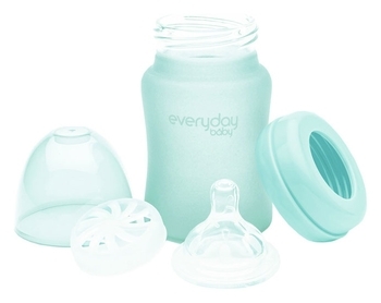 Скляна пляшечка для годування Everyday Baby із силіконовим захистом, 150 мл, м'ятний (10207) - Pampik - 3