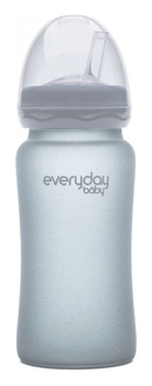 Скляна пляшка Everyday Baby з трубочкою для пиття і силіконовим захистом, 240 мл, світло-сірий (10387) - Pampik