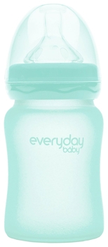 Скляна пляшечка для годування Everyday Baby із силіконовим захистом, 150 мл, м'ятний (10207) - Pampik