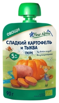 Овочеве пюре Fleur Alpine Органік Солодкий Картопля - Гарбуз, 90 г - Pampik