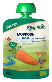 Овочеве пюре Fleur Alpine Органік Морква, 90 г - Pampik