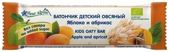 Батончик злаковий Fleur Alpine Органік Вівсяний з яблуком і абрикосом, 23 г - Pampik