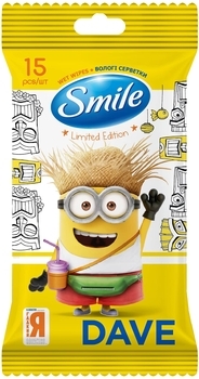 Вологі серветки Smile Міньйони, 15 шт., в асортименті - Pampik - 6