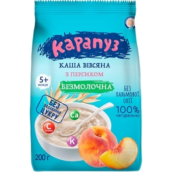 Безмолочна вівсяна каша Карапуз з персиком, 225 г - Pampik
