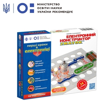 Конструктор Znatok Перші кроки в електроніці, 34 схеми, набір С, укр. мова (REW-K062) - Pampik - 2