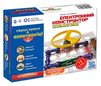 Конструктор Znatok Перші кроки в електроніці, 15 схем, набір А, укр. мова (REW-K060) - Pampik