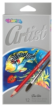 Карандаши акварельные Colorino Рremium Artist, с кисточкой, 12 цветов (65528PTR) - Pampik