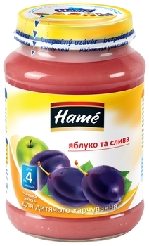 Фруктове пюре Hame яблуко і зливу, 190 г - Pampik