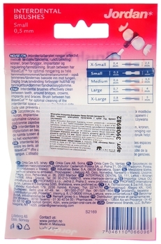Щітки Jordan Brush Between для міжзубних проміжків XS 0,5 мм, червоний, 10 шт. - Pampik - 2
