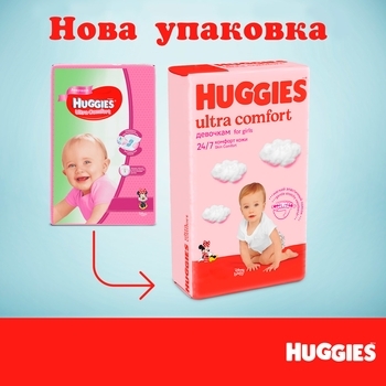 Подгузники на липучках для девочек Huggies Ultra Comfort 4 (8-14 кг), 66 шт. - Pampik - 4