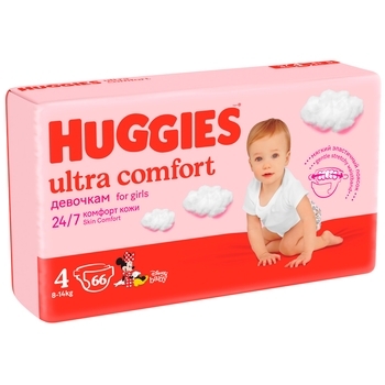 Подгузники на липучках для девочек Huggies Ultra Comfort 4 (8-14 кг), 66 шт. - Pampik - 3