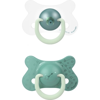 Пустушка силіконова Suavinex Ведмідь, 4-18 міс., нічна, зелений, 2 шт. (307008) - Pampik